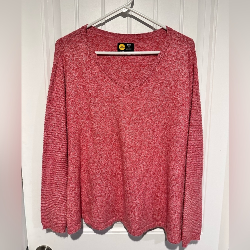 Life Is Good Pink V-Neck Sweater
